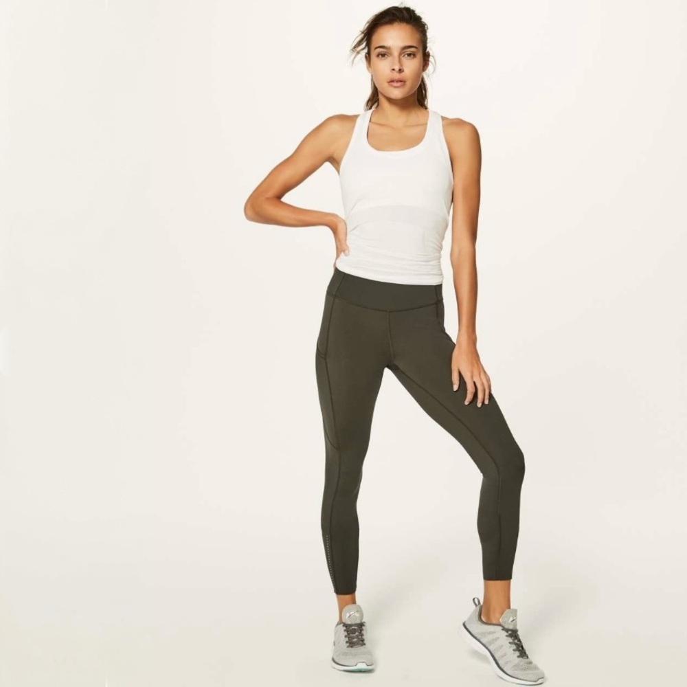 Lululemon | Fast & Free 7/8 Tight II *Nulux 25" in Dark Olive Size 4